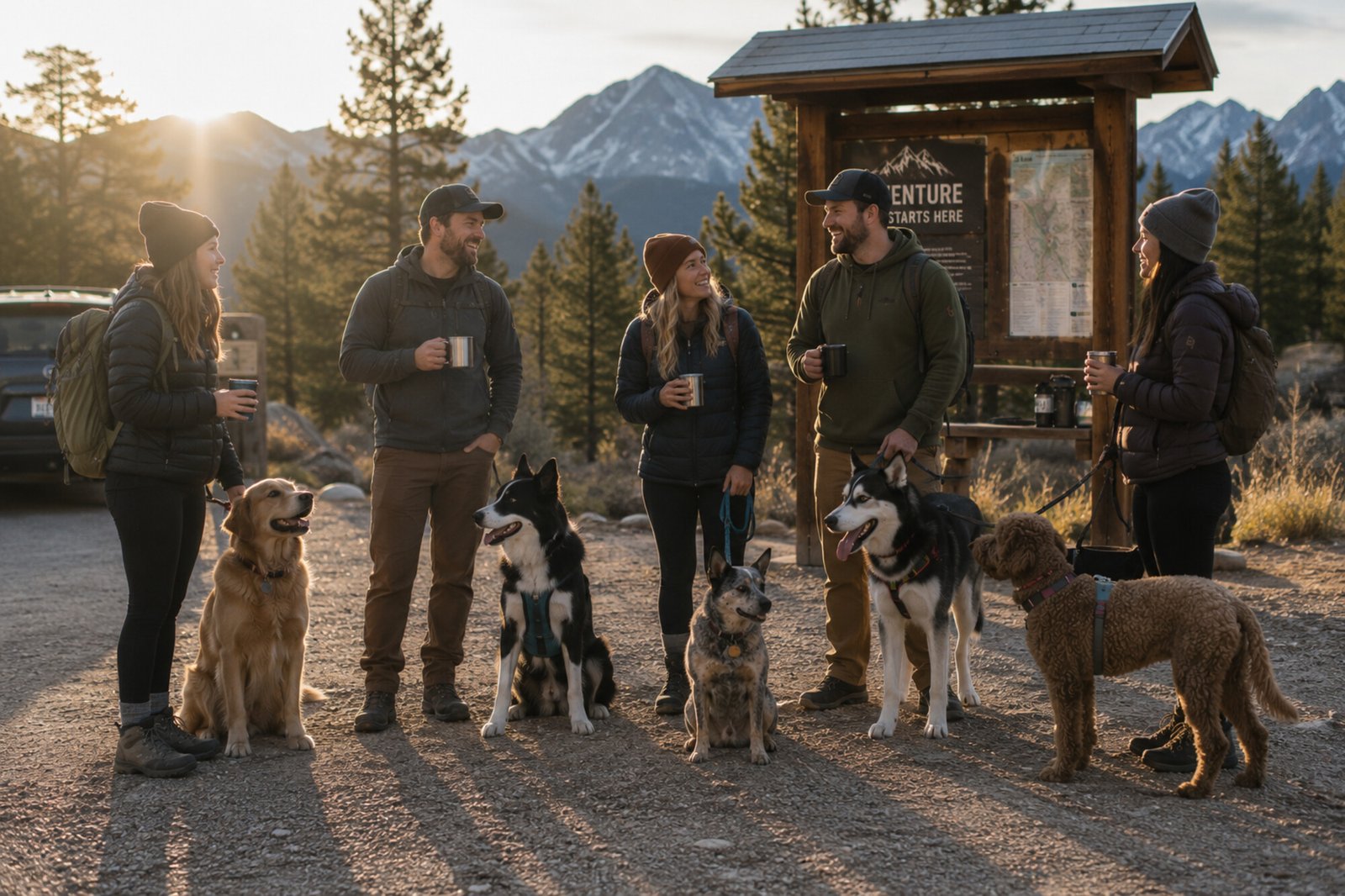 People and their dogs gathering as a community